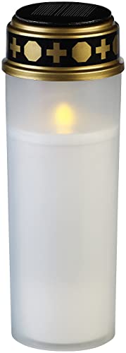 PEARL Grablicht: XXL-Solar-LED-Grabkerze mit Dauerlicht und Akku, 21 cm, weiß (LED Grablicht, LED Grablicht wasserdicht, Beleuchtung) von PEARL