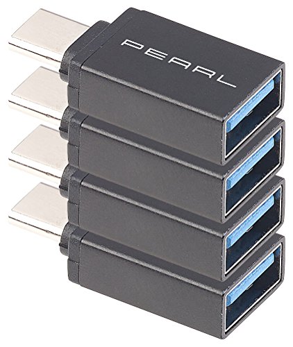 PEARL USBC Adapter: 4er-Set USB-3.0-Adapter mit Typ-C-Stecker auf Typ-A-Buchse (USB-Adapter für USB-C-Steckplätze, USB C to USB Adapter, Externe Festplatte) von PEARL