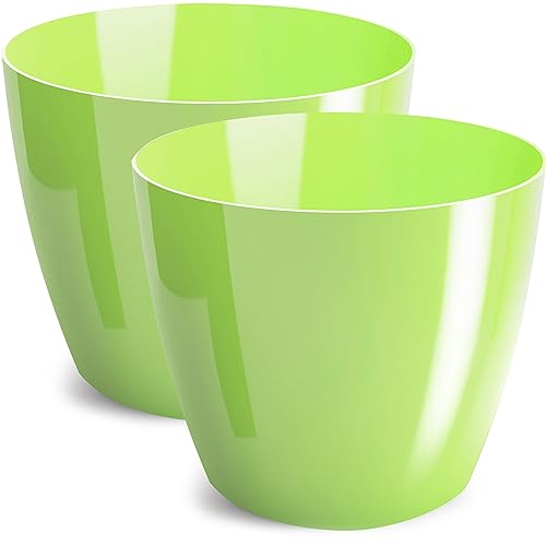 PECZEKO Blumentopf glänzender, Pflanzkübel aus Übertopf Kunststoff Dekorativer Topf für, groß und klein Pflanzen, 2er-Set blumenkübel, blumenkübel kräutertopf, (2 Pack) Grün Pastell, ø 12 cm von PECZEKO