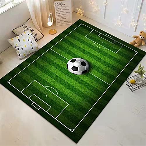 Kinderspielteppich Kurzflor Fußball Themen teppich grüner Fußballplatz Bedruckt Jungen Teenager Sportspiele Wohnzimmer Schlafzimmer Teppich Heimteppich Dekoration Fußmatte (Farbe 1,80x120 cm) von PEIHUODAN