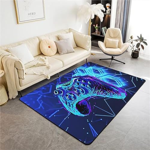 PEIHUODAN Bereich Teppiche, Neon Graffiti Teppiche, Gamer Spiele Teppiche, Kinder Teenager Home Decor Gedruckt Bereich Teppiche, Waschbar Anti-Rutsch-Spiel Bodenmatten Wohnzimmer (Farbe 2,120x160cm) von PEIHUODAN