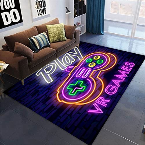 PEIHUODAN Kinderteppich Spiel Joystick 3D Hip Hop Spielkonsole Gamepad Schlafzimmer Wohnzimmer Großer Teppich mit Gymnastikmatte, Gaming Fußmatte rutschfest Videospiel Teenager (Farbe 4,160 x 200 cm) von PEIHUODAN