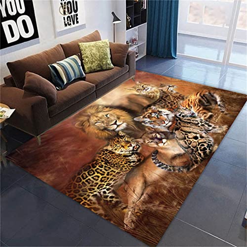 PEIHUODAN Wohnzimmer Teppich Panda Leopard Tiger Löwe Flanell Schlafzimmerteppich Dekoration Männer Jungen Zimmer Spiel Bodenmatte rutschfest Küche Badezimmer Teppich Fußmatte (Farbe 4,160 x 200 cm) von PEIHUODAN