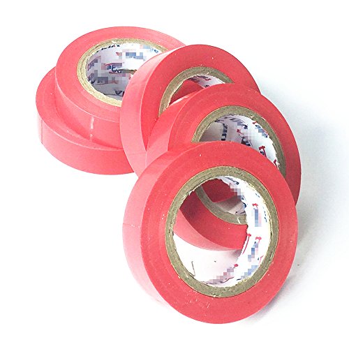 PEIUJIN Isolierband Elektriker Klebe Elektrisches Band Klebeband Tape PVC,5 Rollen 15mm x 10m - grün,schwarz,rot,blau,gelb (Rot 5 Rollen) von PEIUJIN