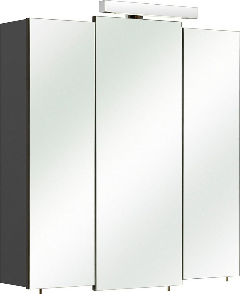 Saphir Spiegelschrank Quickset 311 Badschrank, 3 Spiegeltüren, 6 Einlegeböden, 68 cm breit inkl. LED-Beleuchtung, Türdämpfer, Schalter-/Steckdosenkombination von Saphir