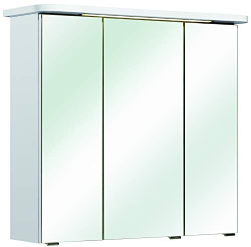 Pelipal Badezimmer-Spiegelschrank Quickset 359 in Weiß Hochglanz mit LED-Beleuchtung, 75 cm breit | Badschrank mit Spiegel, 3 Türen und 6 Einlegeböden von Pelipal