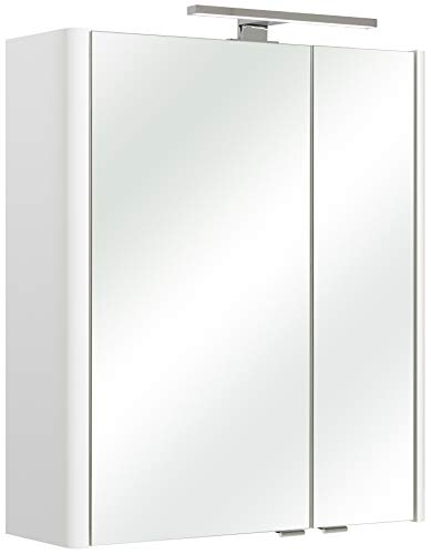 Pelipal Badezimmer-Spiegelschrank Quickset 359 in Weiß Hochglanz mit LED-Beleuchtung, 60 cm breit | Badschrank mit Spiegel, 2 Türen und 2 Einlegeböden von Pelipal