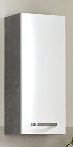 Pelipal Badezimmer Hängeschrank Quickset 913 in Weiß Glanz/Betonoptik, 30 cm breit | Bad Wandschrank mit 1 Tür und 2 Einlegeböden von Pelipal