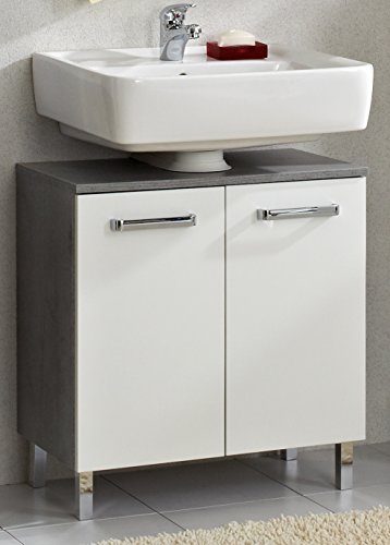 Pelipal Waschbeckenunterschrank Quickset 913 in Weiß Glanz/Betonoptik, 60 cm breit | Waschbeckenschrank ohne Waschbecken mit 2 Türen von Pelipal