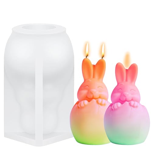 Osterhase Silikonformen Gießformen, Kaninchen Silikonform Kerzenhalter Hasenform für Ostern Hase Silikon DIY Giessform Ostern Hase Backform für Kerzenständer Stabkerzen und Teelichter von PENCHUAN