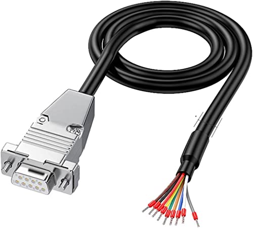 PENGLIN 2 Meters DB9 Weiblich RS232 9 Pins Serielles Verlängerungskabel, Metallgehäuse 9-Pin vergoldeter Stecker mit blankem Kabelende 26AWG(0.1281mm²) von PENGLIN