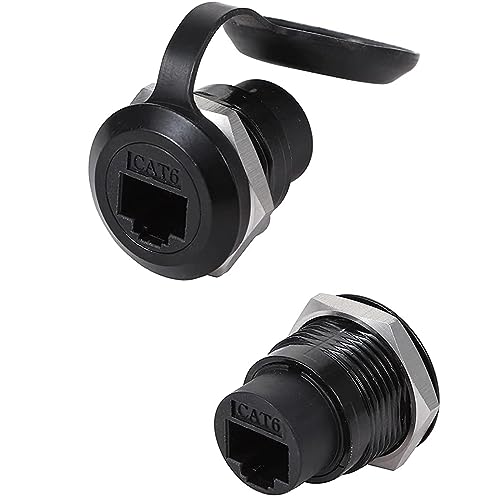 PENGLIN 2 STÜCK RJ45 CAT6 Einbaustecker, CAT6 8P8C Ethernet LAN Durchgangskabel Koppler Buchse zu Buchse Verlängerungsadapter mit wasserdichter/Staubkappe von PENGLIN