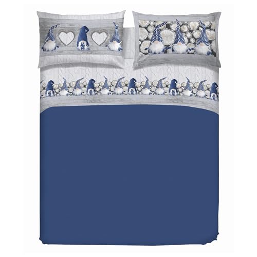 PENSIERI DELICATI Biber-Bettwäsche-Set für Einzelbett, 100% Baumwolle, 155 x 200 cm Tasche und Kissenbezug 52 x 82 cm, hergestellt in Italien, Bettbezug maschinenwaschbar bei 40 °C, blaues von PENSIERI DELICATI