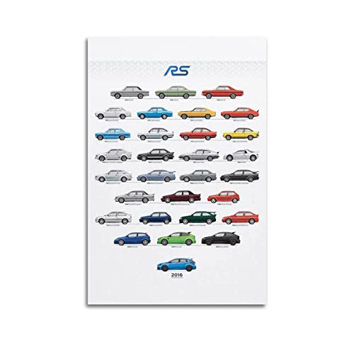 Auto-Poster Ford Focus RS History Performance Sportauto Poster Dekorative Malerei Leinwand Wandposter und Kunstbild Druck Moderne Familie Schlafzimmer Dekor Poster 40 x 60 cm von PENTAB