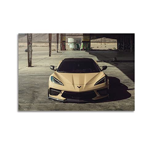 Corvette C8 Luxus-Sportwagen-Poster, dekoratives Gemälde, Leinwand, Wandposter und Kunstbild, modernes Familien-Schlafzimmer, Dekor-Poster, 30 x 45 cm von PENTAB