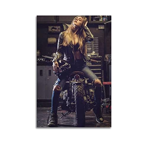 Hot Girl Poster Sexy Motorrad Mädchen Poster Dekorative Malerei Leinwand Wandposter und Kunstbild Druck Moderne Familie Schlafzimmer Dekor Poster 30 x 45 cm von PENTAB