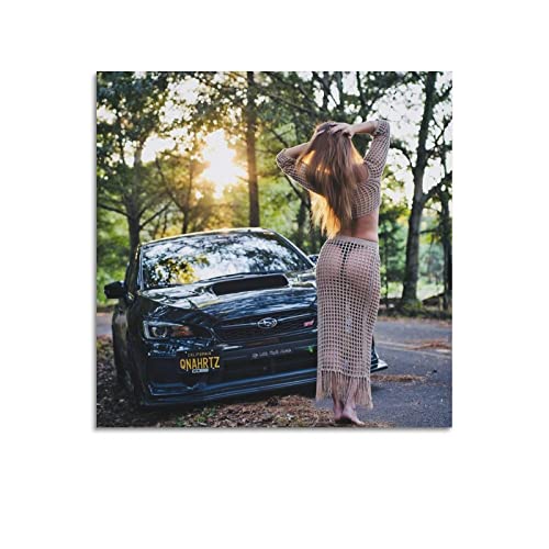 JDM-Auto-Poster, Subaru Wrx Racing und Hot Girl, dekoratives Gemälde, Leinwand, Wandposter und Kunstbild, modernes Familien-Schlafzimmer, Dekor-Poster, 40 x 40 cm von PENTAB