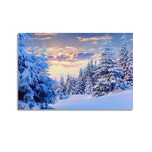 Landschaftsposter, Winterlandschaft, Poster, dekoratives Gemälde, Leinwand, Wandposter und Kunstbild, Druck, modernes Familien-Schlafzimmer, 30 x 45 cm von PENTAB