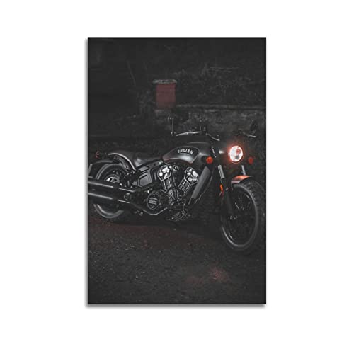 Vintage Cafe Racer Poster Indischer Scout Bobber Motorrad Poster Dekorative Malerei Leinwand Wandposter und Kunstbild Druck Modern Familie Schlafzimmer Dekor Poster 50 x 75 cm von PENTAB
