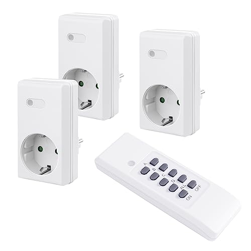 Perfect Funksteckdosen Set, 3x Funksteckdose, 1x Funkfernbedienung, Indoor, 220-240V - 50 Hz, 1100 Watt, 30m Reichweite, weiß von PERFECT EQUIPMENT FOR YOUR HOME