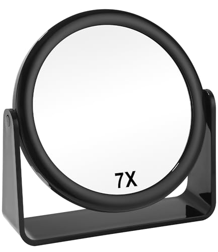 Schminkspiegel,1X / 7X Kosmetikspiegel Makeup Spiegel Doppelseitig mit Vergrößerung,360° Schwenkbar Tischspiegel,High Definition Schminkspiegel,Desktop Makeup Spiegel,stehender Schlafzimmerspiegel von PERMUST