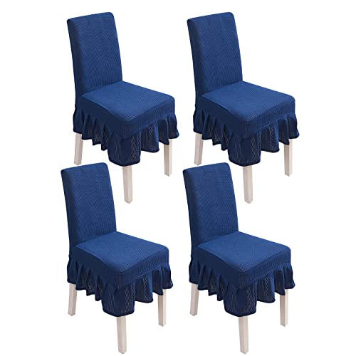 PETCUTE Stuhlhusse Stretch stuhlbezug elastische Hussen für Stühle Spandex Stuhlhussen für Hochzeit 4er Set Marine von PETCUTE