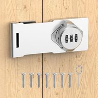 2 Stück Haspe Sicherheits Überfalle Schloss mit Passwort Hasp Passwort Türriegel Passwortschloss für Scheunentür Garage Garten - Chrom/4,5 Zoll von PETITES ECREVISSES