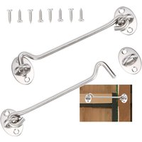 2 Stück Türriegel Edelstahl Türhaken Silber Fensterhaken Sturmhaken mit Schrauben - 15cm von PETITES ECREVISSES