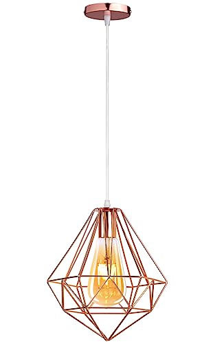 PETITES ECREVISSES Hängeleuchte Industriell Hängelampe E27 Vintage Deckenleuchte Retro Metall Lampe mit Geometrischem Käfig Pendelleuchte 260mm für Esszimmer Wohnzimmer Küche von PETITES ECREVISSES