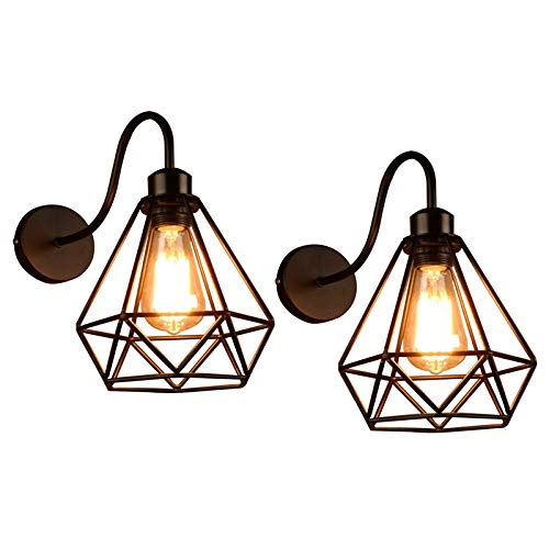 PETITES ECREVISSES 2 pack Wandlampe Vintage Wandleuchte Schwarz Metall Deckenleuchte E27 Industrial Retro Hängeleuchte für Schlafzimmer Wohnzimmer Esstisch (Schwarz - 2Pack) von PETITES ECREVISSES