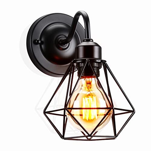 PETITES ECREVISSES 4 pack Wandlampe Vintage Wandleuchte Schwarz Metall Deckenleuchte E27 Industrial Retro Hängeleuchte für Schlafzimmer Wohnzimmer Esstisch (16cm- 1Pack) von PETITES ECREVISSES