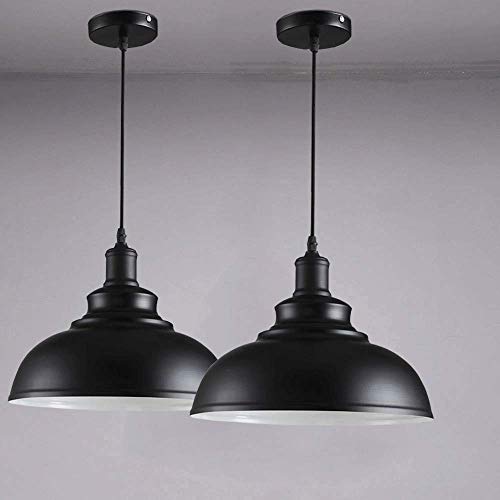 PETITES ECREVISSES Pendelleuchte Industrial Vintage Hängeleuchte Schwarz LED Design 1 Flammig Pendellampe Metall für Wohnzimmer Esszimmer Restaurant Keller Untergeschoss Usw (2 Flammig) von PETITES ECREVISSES