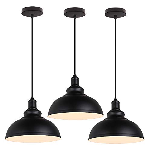 PETITES ECREVISSES Pendelleuchte Industrial Vintage Hängeleuchte Schwarz LED Design 1 Flammig Pendellampe Metall für Wohnzimmer Esszimmer Restaurant Keller Untergeschoss Usw (3 Flammig) von PETITES ECREVISSES