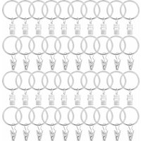 Petites Ecrevisses - 40er Pack Gardinenringe Vorhangringe mit Clips 32mm Metallklammern für Vorhänge Duschvorhang Silber von PETITES ECREVISSES