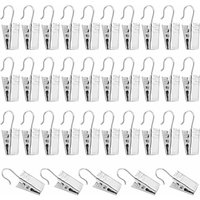 Petites Ecrevisses - 50 Pcs Edelstahl Vorhang Clips Multifunktionale Vorhang Clips mit Haken Klammern für Duschvorhang Foto Karte Silber von PETITES ECREVISSES