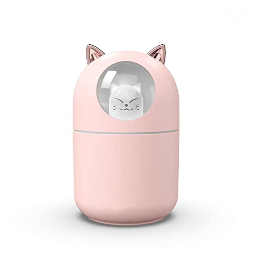 Niedlicher Haustier-Luftbefeuchter mit zwei Sprühmodi, USB, kleines Zuhause, Schlafzimmer, Nachtlicht, geräuschlos, Trinkspray, Luftbefeuchter in Katzenform, Rosa von PETSTIBLE
