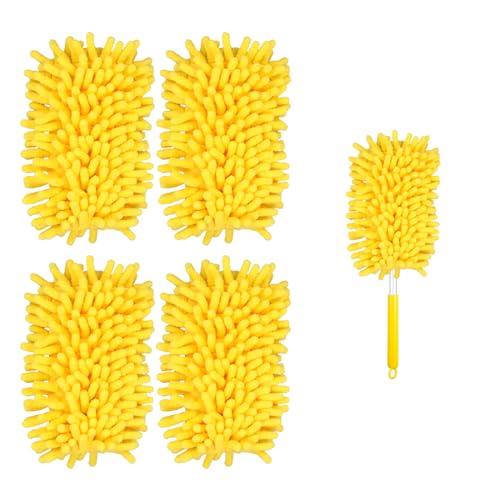 4 St Duster Nachfüllungen, Mikrofaser Staubtuch Nachfüllung 360 Duster Nachfüllungen Schwere Hand -Störungen zum Reinigen Kompatibel mit (Gelb) von PEUTIER