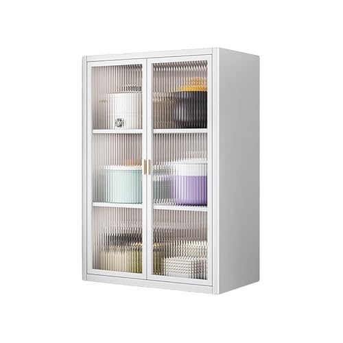 PFCDZDU Wandschrank Aus Stahl, Wandmontiertes Lagerregal Mit Durchsichtigen Türen, Verstellbare Regale, Garagenschränke Für Das Homeoffice, Die Küche Und Das Badezimmer(Weiß,50x26x70CM) von PFCDZDU