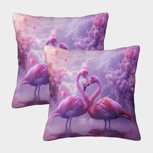 PFYWZJDDTTBD Quadrat Flamingo Kissenbezüge 2 Stücke Cushion Cover Couch Weich,Winter Warm,mit Unsichtbarem Reißverschluss Für Sofa Schlafzimmer Gartenbett 50x50cm von PFYWZJDDTTBD