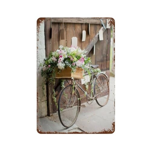 Fahrrad und Blumen,Vintage-Metall-Blechschild für Zuhause, Café, Büro, Wandkunst, Metall-Poster, Garage, Dekoration, Männerhöhle, Schild, inspirierendes Zitat-30 x 40 cm (12 x 16 Zoll) B-96 von PGCKSK