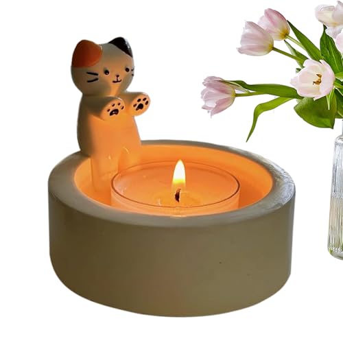 Kerzenhalter für Kätzchen, wärmende Pfoten, Katzenkerzenhalter, Katze, Teelichthalter, wärmende Hände, Kerzenhalter, entzückender Katzen-Kerzenhalter, Geschenk für Mädchen, Frauen, Katzenliebhaber von PHASZ