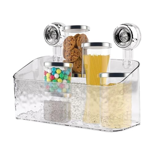 PHASZ Transparenter Dusch-Caddy mit Saugnapf – Dusch-Organizer mit Gletschermuster – leichter Luxus-Stil mit Saugnapf, um Platz für Milch-Gesichtsreiniger zu sparen von PHASZ