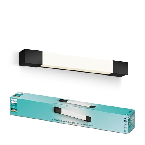 Philips Rover LED Spiegelleuchte quadratisch, ideal geeignet für das Badezimmer, 5 W, 750 lm, 2700 K, Schwarz, IP44, wasserfest Philips Rover LED Spiegelleuchte quadratisch, ideal geeignet für das Badezimmer, 5 W, 750 lm, 2700 K, Schwarz, IP44, wasserfest von Philips