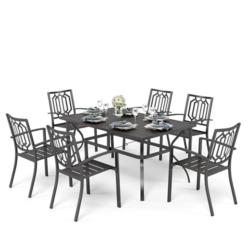 PHIVILLA Gartenmöbel Set Wetterfest Gartentisch mit Stühle 6er Set Terrassen Outdoor Bistro Garten Möbel Sets Metall Garten Sitzgruppe Stapelbare Stühle Gartentisch mit 4cm Schirmloch PHIVILLA Gartenmöbel Set Wetterfest Gartentisch mit Stühle 6er Set Terrassen Outdoor Bistro Garten Möbel Sets Metall Garten Sitzgruppe Stapelbare Stühle Gartentisch mit 4cm Schirmloch von PHIVILLA