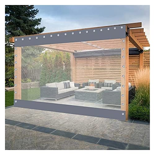 PHLEPS Outdoor-Vorhänge PVC wasserdicht transparent winddicht Pavillons Balkonvorhänge, für Terrasse, Pavillon, Terrassen, Außenbereich, 650 g/m² (Farbe: Transparent, Größe: 2 x 5 m) von PHLEPS