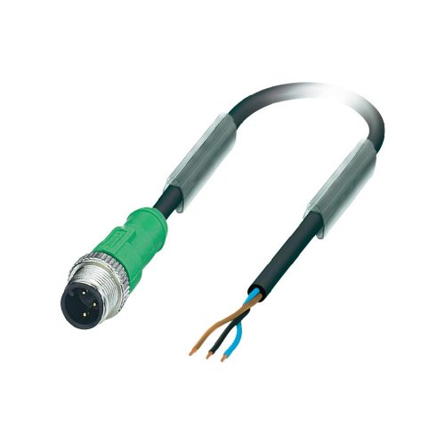 PHOENIX CONTACT SAC-3P-M12MS/1.5-PUR Sensor/Aktor-Kabel, 3 Polig, PUR Halogenfrei, Stecker Gerade M12, Freies Leitungsende, 1.5m Kabellänge, Schwarz/Grau von PHOENIX CONTACT