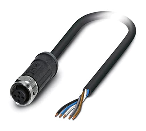 PHOENIX CONTACT SAC-5P-5.0-28X/M12FS OD Sensor Aktor Kabel, 5 Polig, PE X Halogenfrei, 7021 RAL, 5m Kabellänge für Außenanwendungen mit Edelstahlrändel, Schwarz/Grau, 353.000g von PHOENIX CONTACT