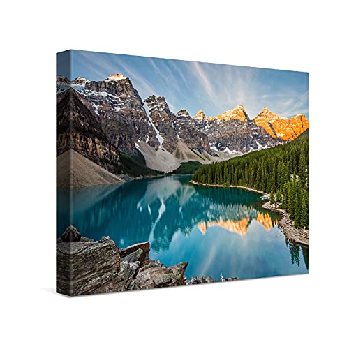 PICANOVA – Bild auf Leinwand Bergsee Moraine 40x30cm Leinwandbild – Premium Leinwanddruck – Wandbild Kunstdruck Auf 2cm Holz-Keilrahmen Wohnzimmer Wanddekoration – Berge von PICANOVA