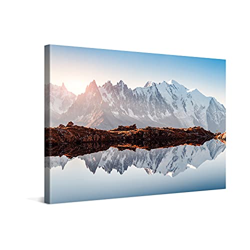 PICANOVA – Bild auf Leinwand Monte Bianco Alpen Bergsee Chesery 60x40cm Leinwandbild – Premium Leinwanddruck – Wandbild Kunstdruck Auf 2cm Holz-Keilrahmen Wohnzimmer Wanddekoration – Berge von PICANOVA