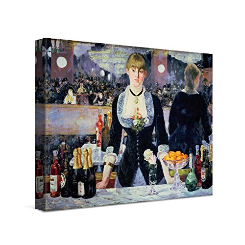 PICANOVA – Édouard Manet – A Bar at the Folies-Bergère 40x30cm – Bild auf Leinwand – Premium Kunstdruck Auf 2cm Holz-Keilrahmen Für Schlaf- Und Wohnzimmer – Klassische Kunst von PICANOVA